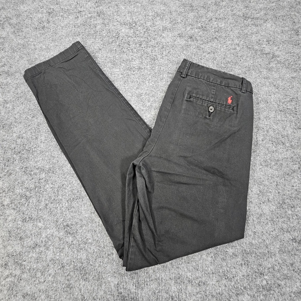 Polo Ralph Lauren Boys Size 18 Black Stretch Chino Pants Red Pony Logo Pants